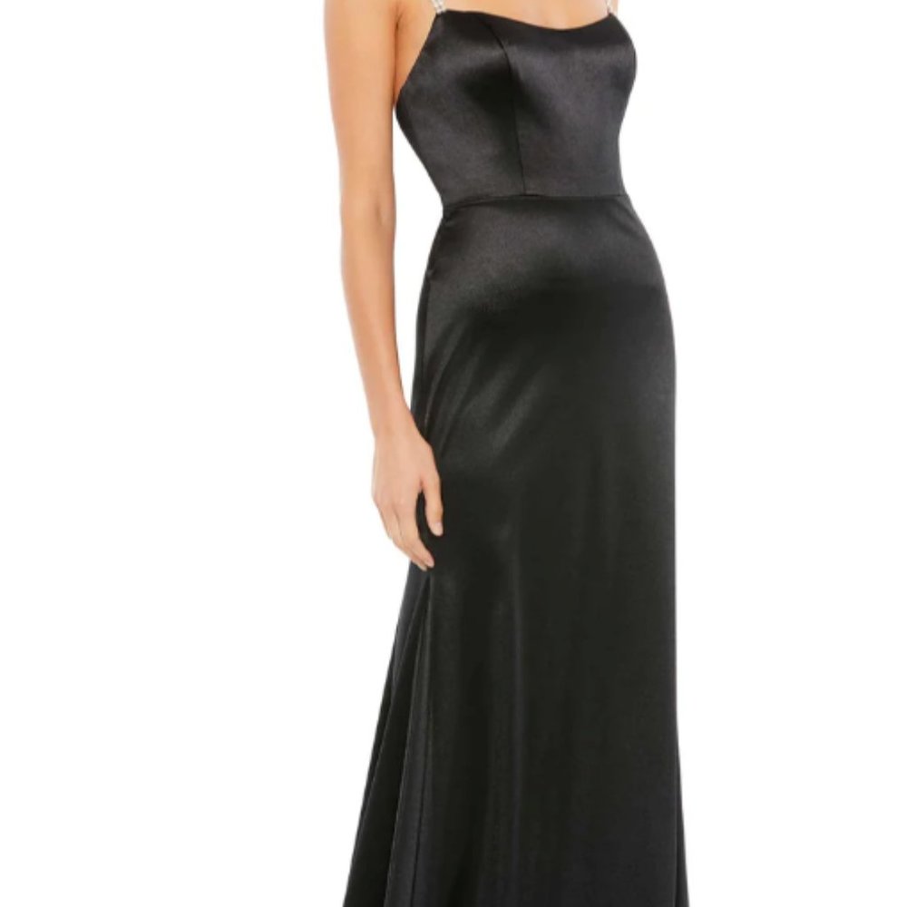 Mac Duggal CHARMEUSE RHINESTONE STRAP TRUMPET GOWN- NWT size 4 - Picture 2 of 4